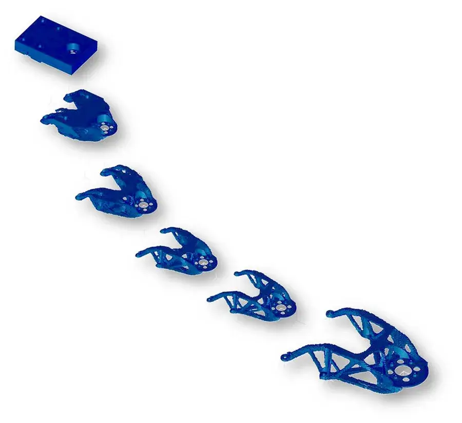 금속 위성 브래킷의 위상 최적화 처리