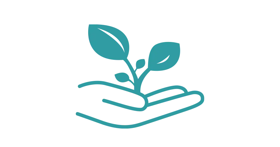 작은 나무를 쥐고 있는 손의 그림