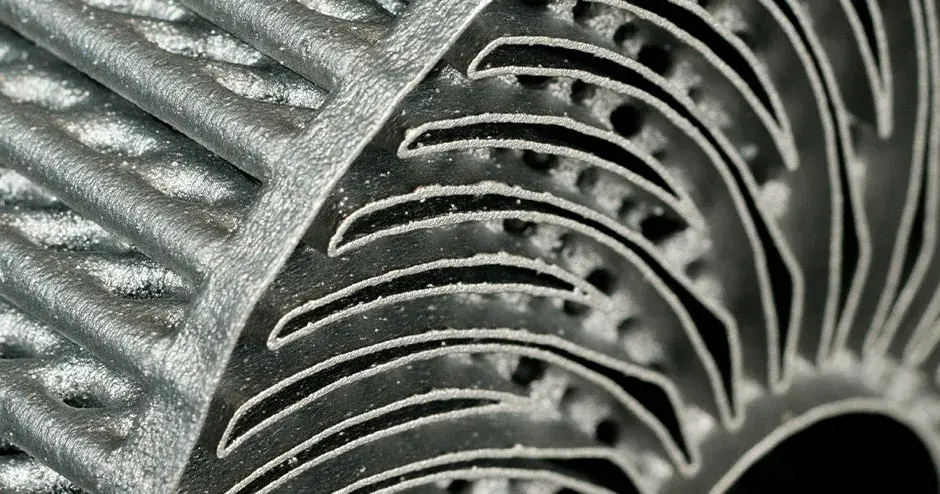 항공우주 산업에 사용되는 Laserform 열 교환기를 근접 촬영한 사진