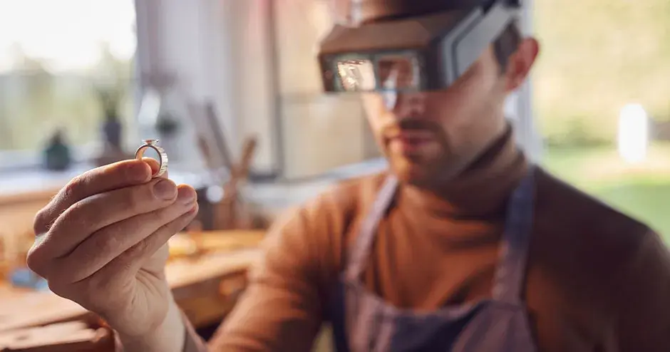 반지를 들고 있는 세공사