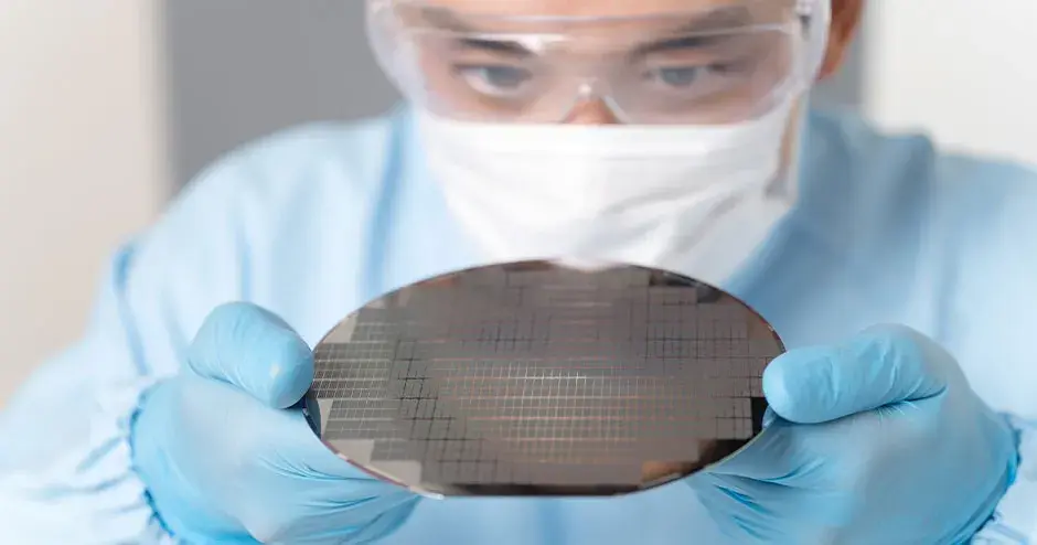 보호 장구를 착용하고 3D 프린팅 부품을 잡고 있는 직원