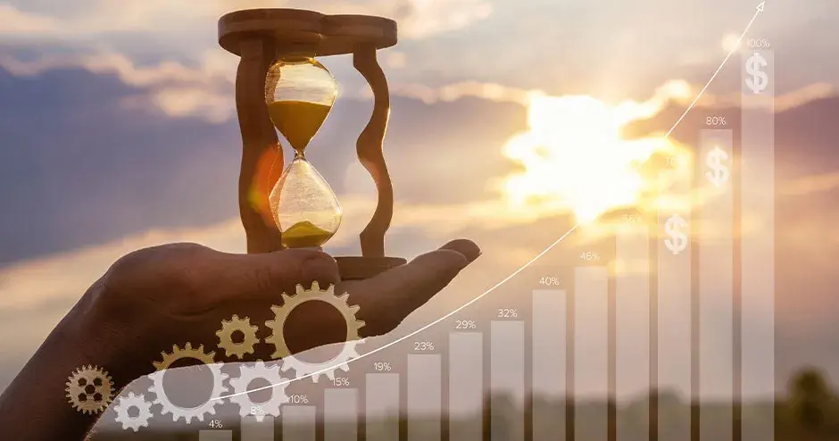 모래시계를 받치고 있는 손 