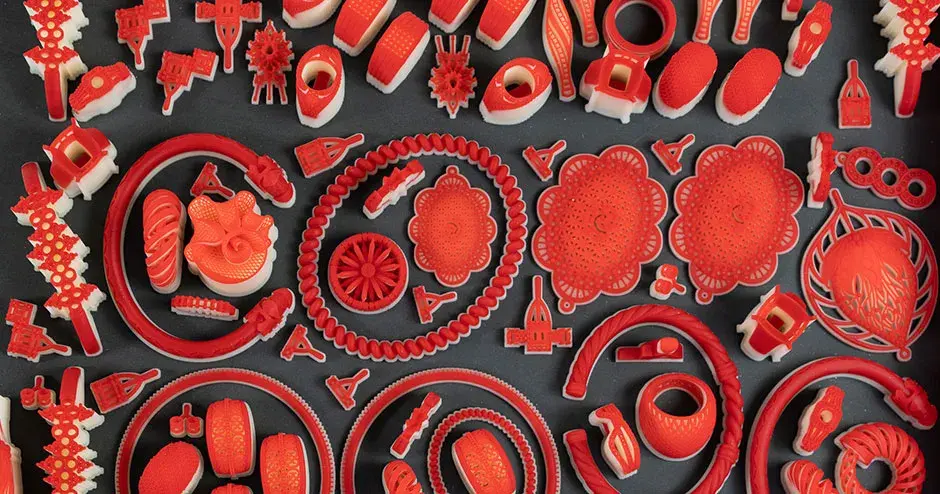 전체 플레이트상의 VisiJet Wax Jewel Red 프린팅 금형