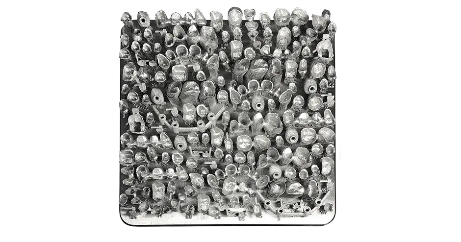 DMP Flex 200 3D 프린터에서 LaserForm CoCr으로 제작된 치과용 크라운 브릿지의 플레이트