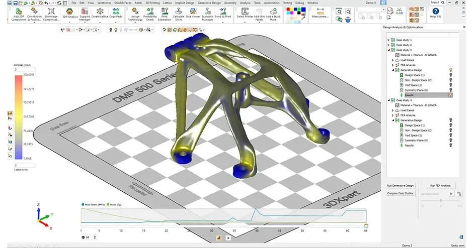 인쇄 부품의 3DXpert 렌더링