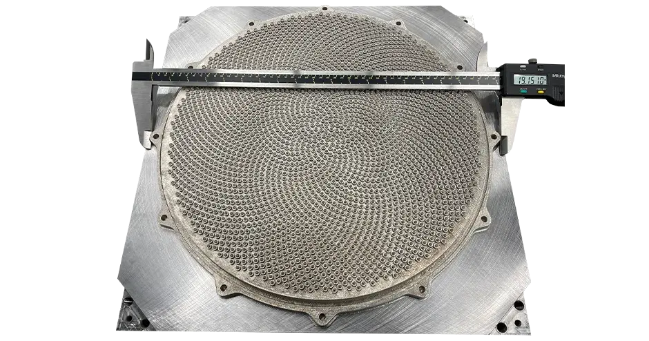 상단에 치수를 표시하는 눈금자가 있는 3D 프린팅 샤워헤드