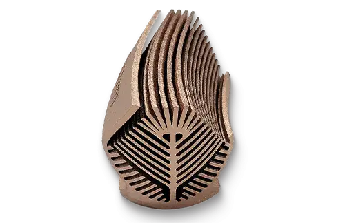 구리 CuCr2 소재를 사용해 3D 인쇄로 제작된 방열판