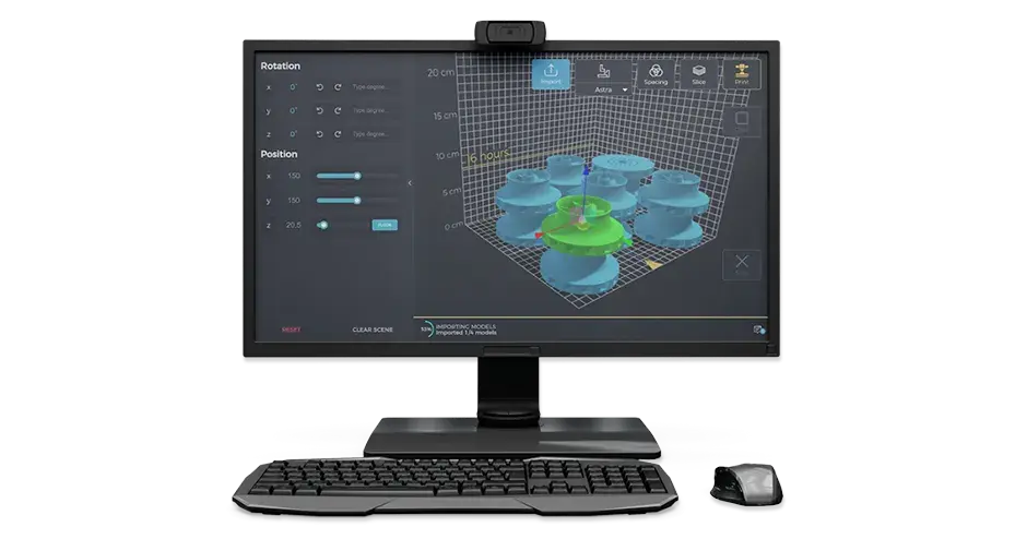 a computer monitor showing Deep Space software
