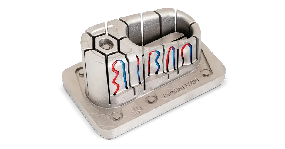 Certified M789(A)로 만든 형상 적응형 냉각 DMP 툴링을 적용한 금형 인서트 통풍구